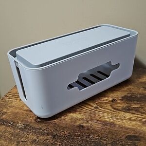 Qicent White Grey Cable Management Cord Storage Box
